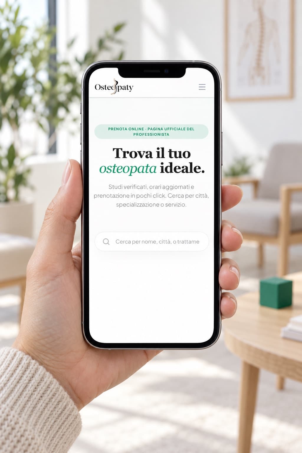Osteopaty.it online booking on an iPhone