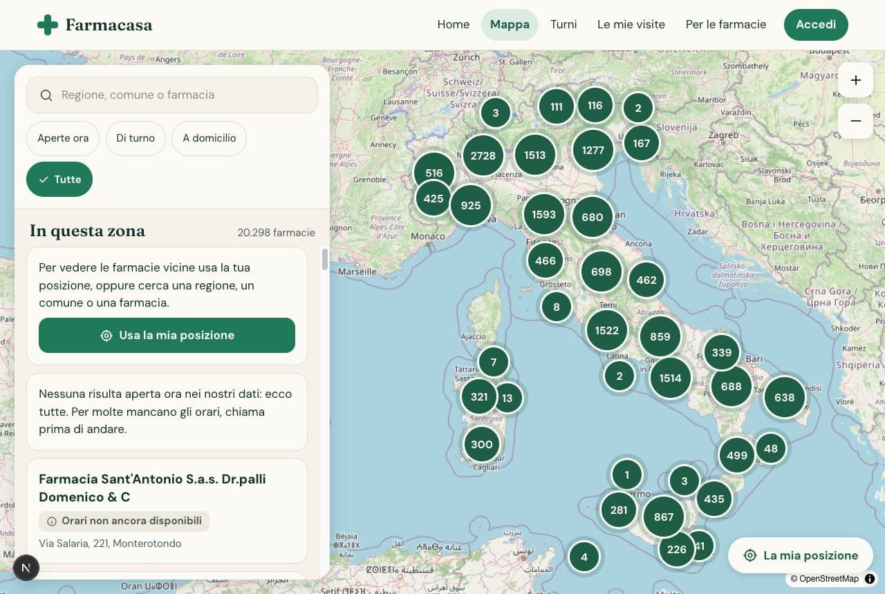 The Farmacasa pharmacy map