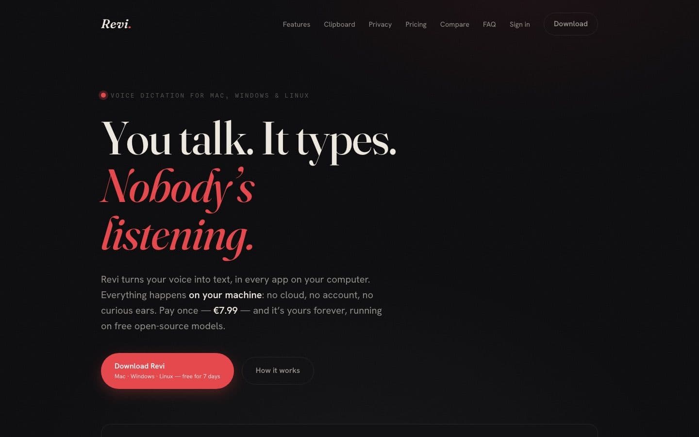 The Revi website