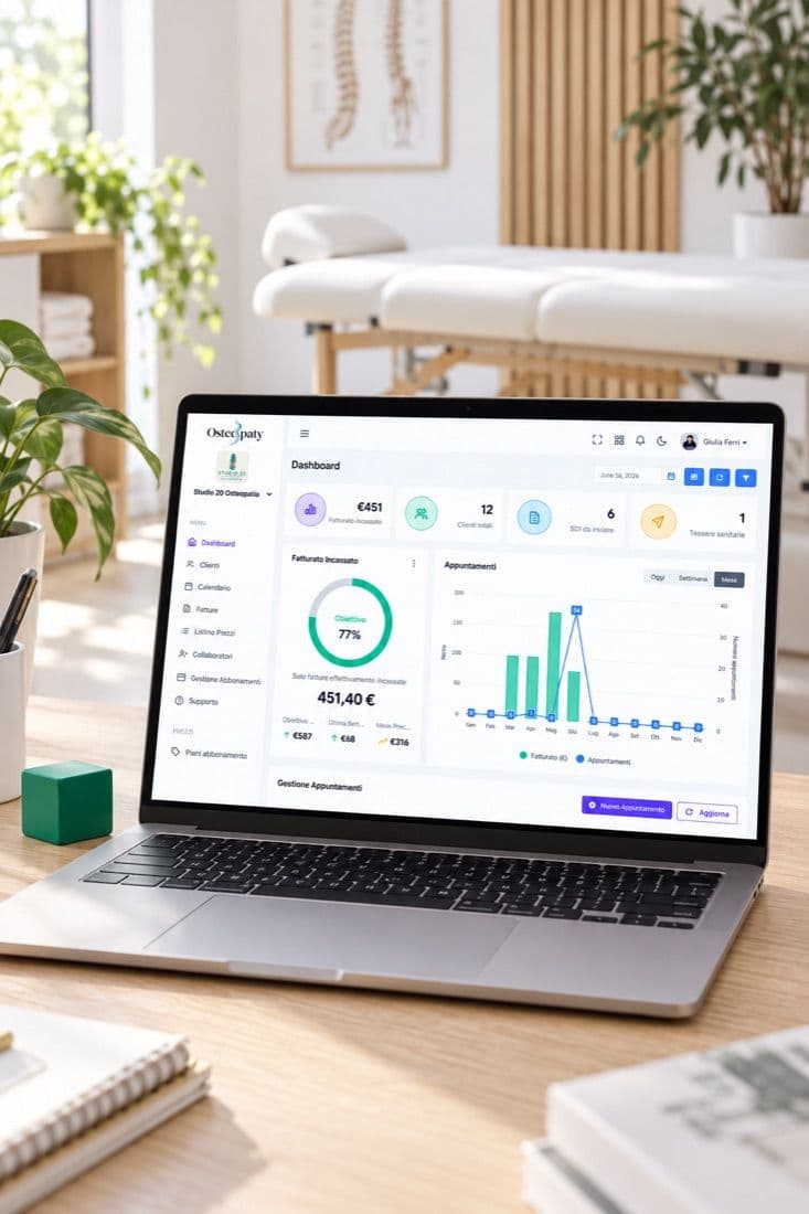 A management system on a laptop in a practice